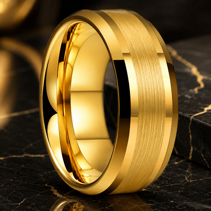 10mm Beveled Center Brushed and Polished Tungsten Ring