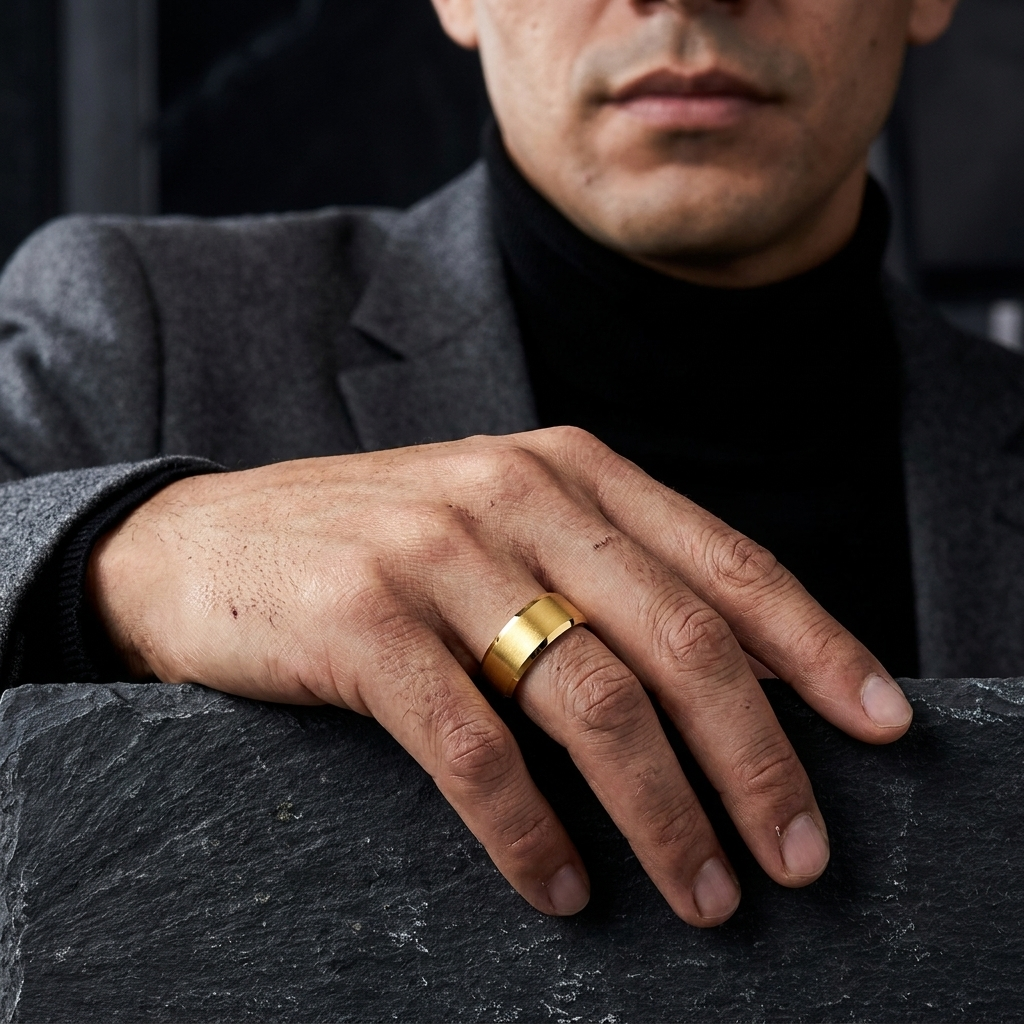 10mm Beveled Matte Tungsten Wedding Band