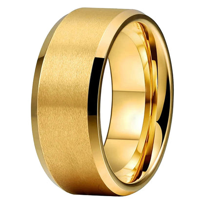10mm Beveled Matte Tungsten Wedding Band