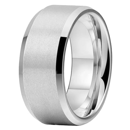 10mm Beveled Matte Tungsten Wedding Band