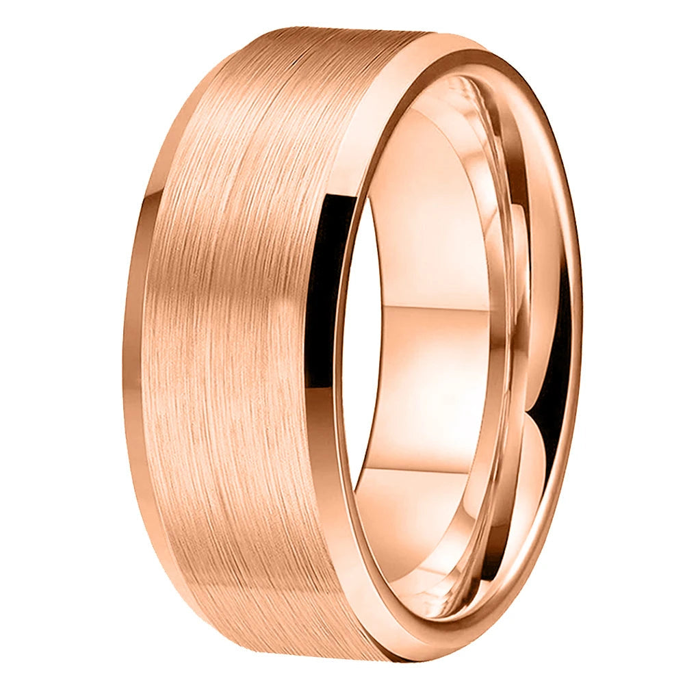 10mm Brushed Tungsten Wedding Band with Beveled Polished Edge

