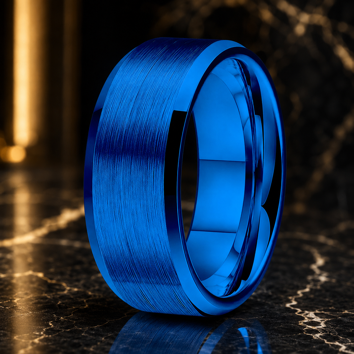 10mm Brushed Tungsten Wedding Band with Beveled Polished Edge

