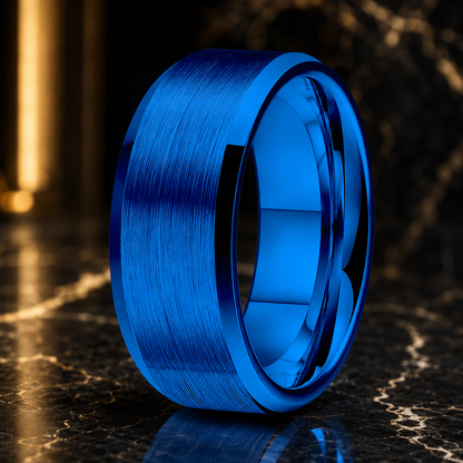 10mm Brushed Tungsten Wedding Band with Beveled Polished Edge

