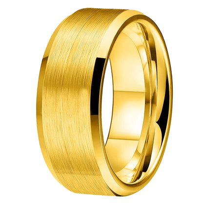 10mm Brushed Tungsten Wedding Band with Beveled Polished Edge

