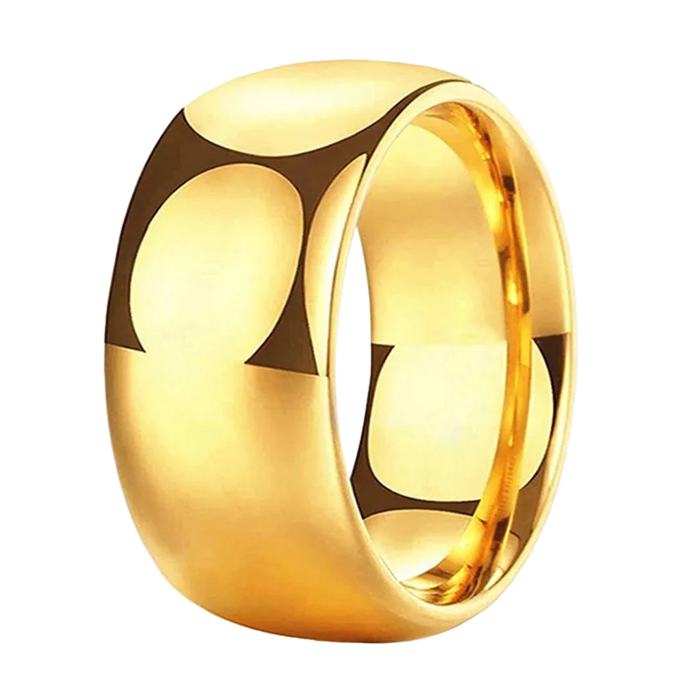 10mm Men Gold Tungsten Wedding Ring