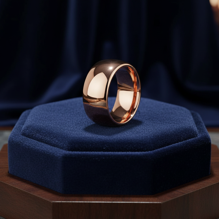 10mm Men Rose Gold Tungsten Wedding Ring