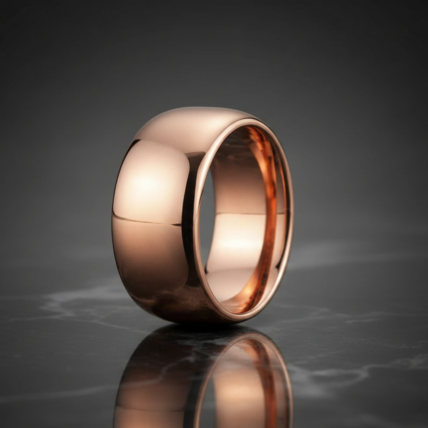 10mm Men Rose Gold Tungsten Wedding Ring