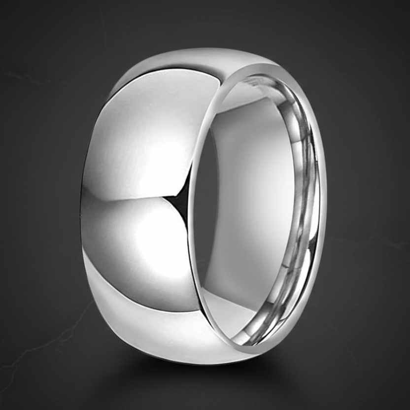 10mm Men Silver Tungsten Wedding Ring
