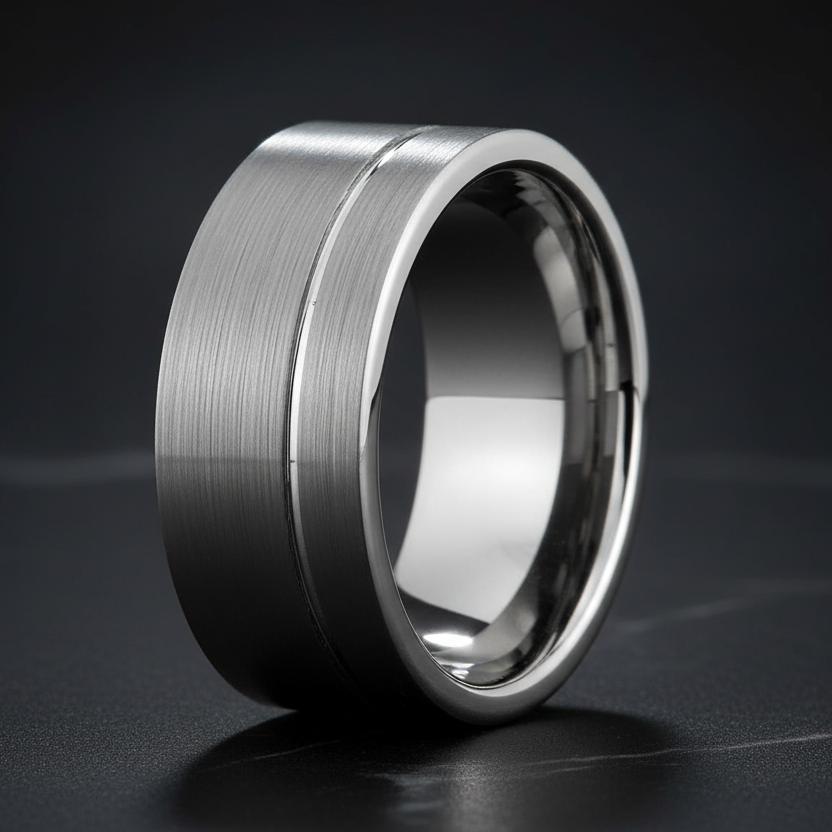 10mm_Silver_Tungsten_Ring_with_Offset_Line