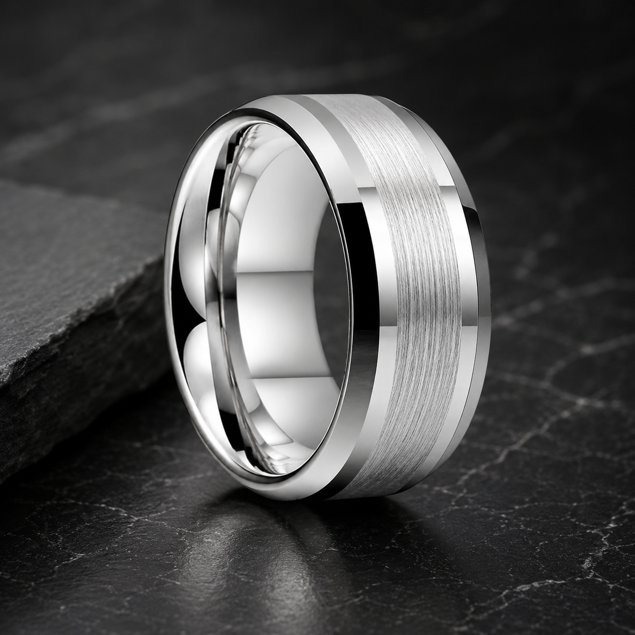 10mm Silver Tungsten Ring