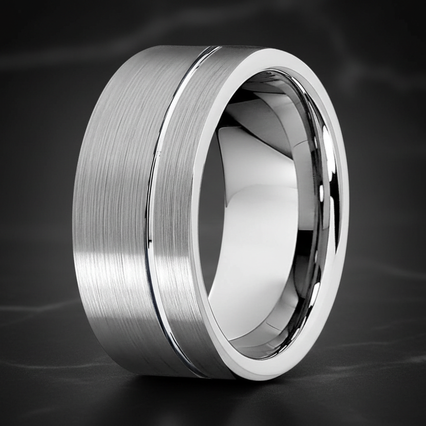 10mm_Silver_Tungsten_Ring_with_Offset_Line
