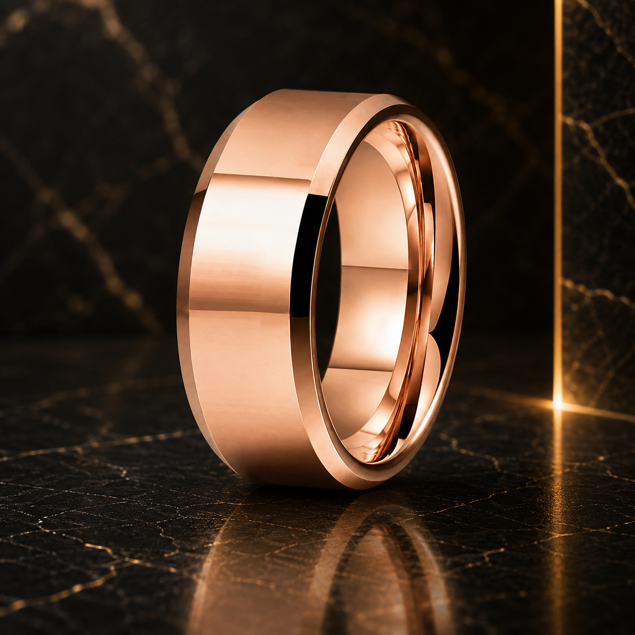 10mm Stepped Beveled Tungsten Wedding Band for Men