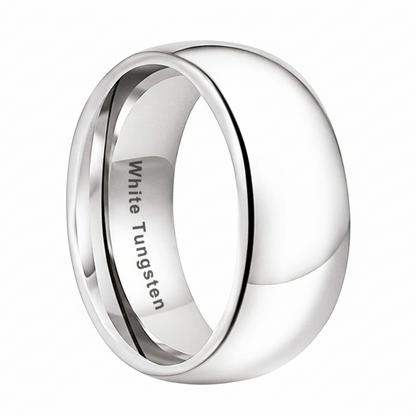10mm White Tungsten Engagement Ring Comfort Fit
