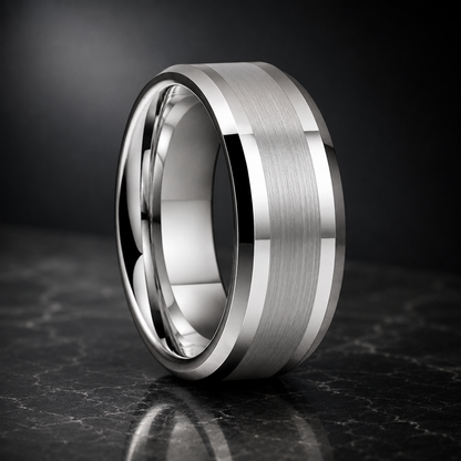 10mm White Tungsten Ring