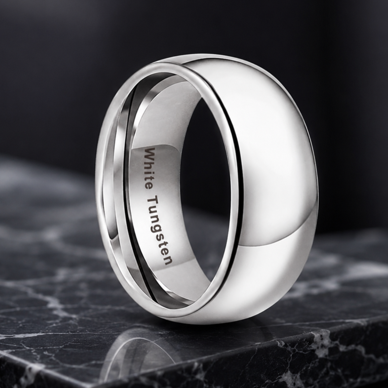 10mm White Tungsten Ring