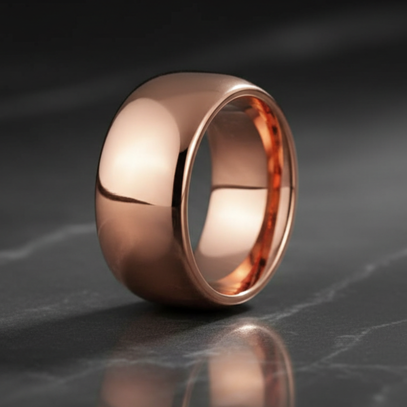 10mm Men Rose Gold Tungsten Wedding Ring