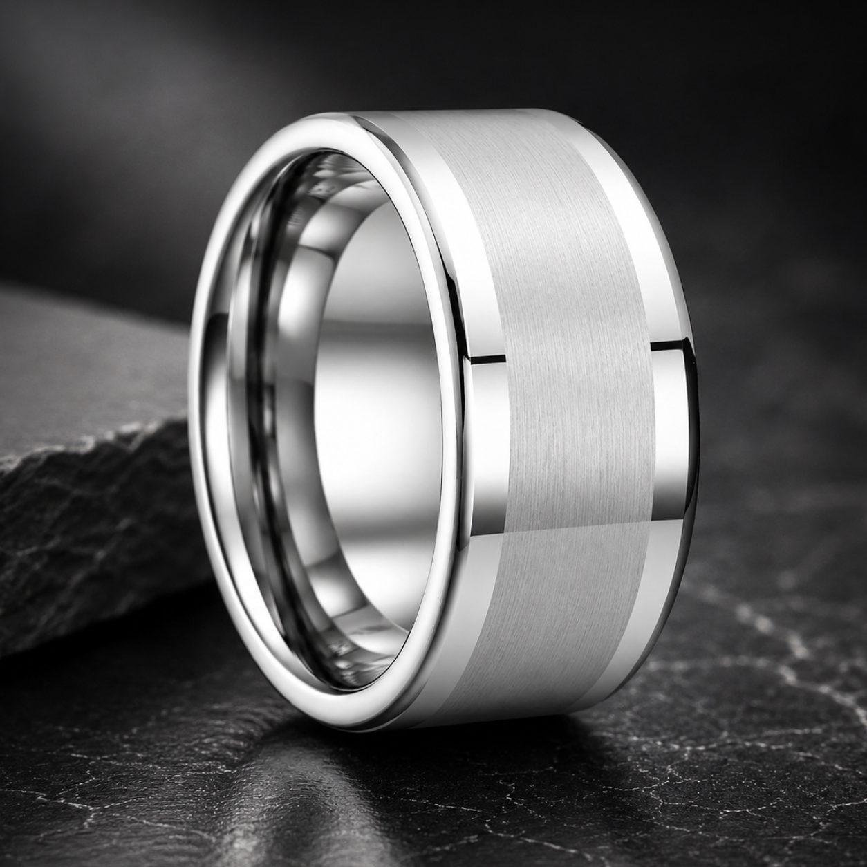 12MM White Tungsten Ring