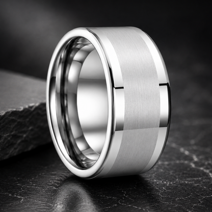 12MM White Tungsten Ring