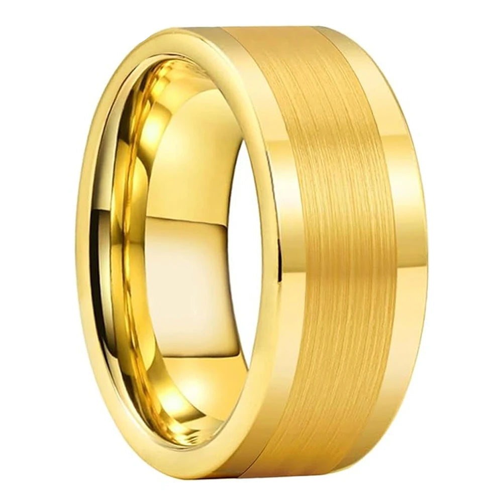 12mm Polished Brushed Flat Tungsten ring