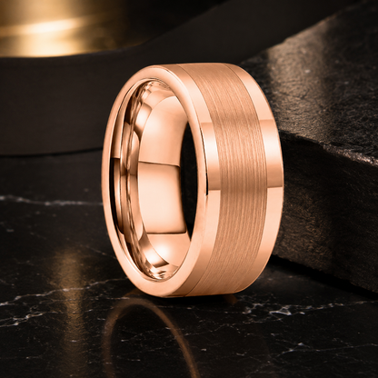 12mm Polished Brushed Flat Tungsten ring