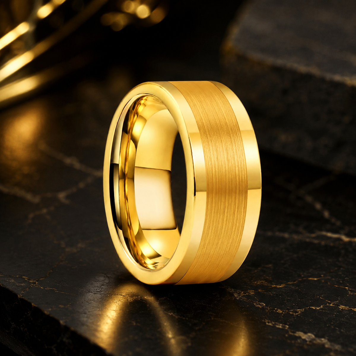 12mm Polished Brushed Flat Tungsten Wedding Band