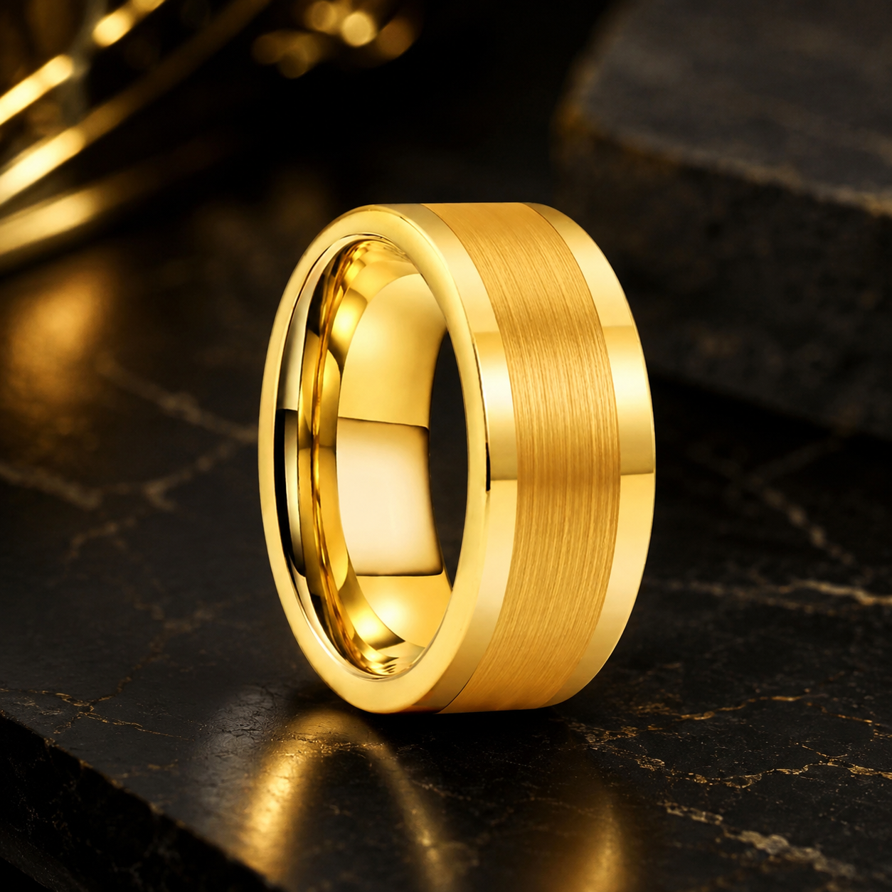 12mm Polished Brushed Flat Tungsten Wedding Band