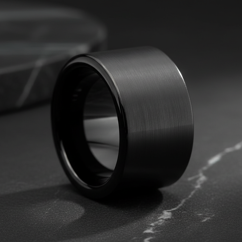 12mm Black Tungsten Carbide Ring
