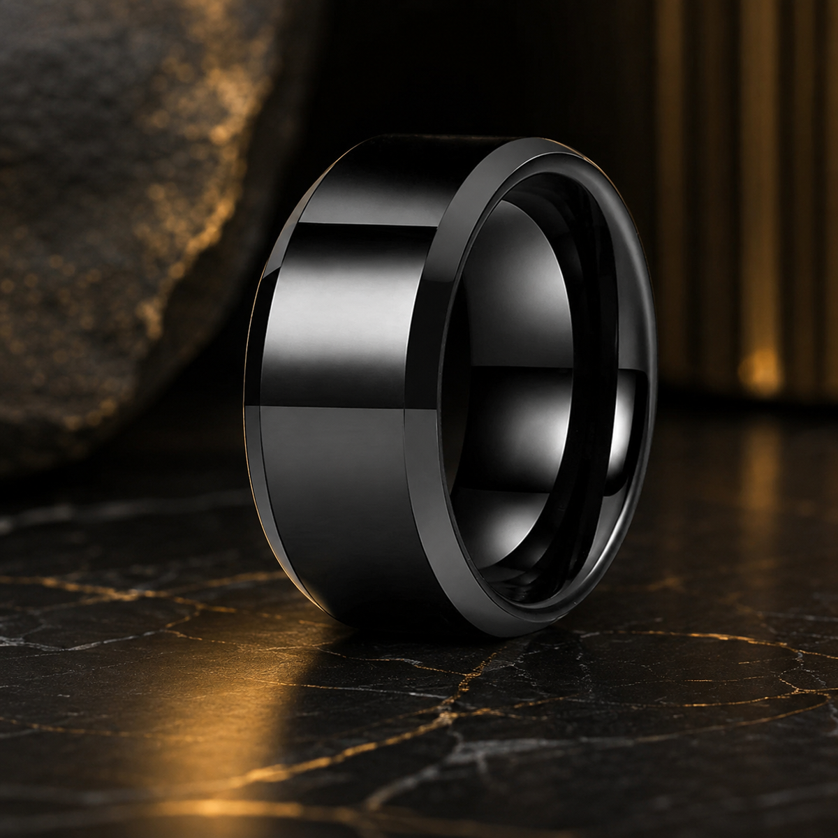 12mm Wide Stepped Beveled Tungsten ring for Men