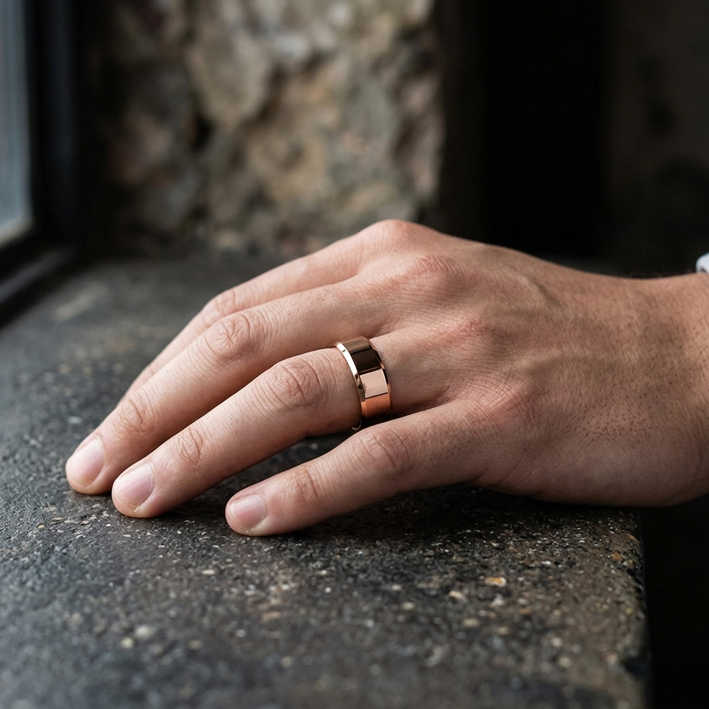 12mm Wide Stepped Beveled Tungsten Wedding Band for Men