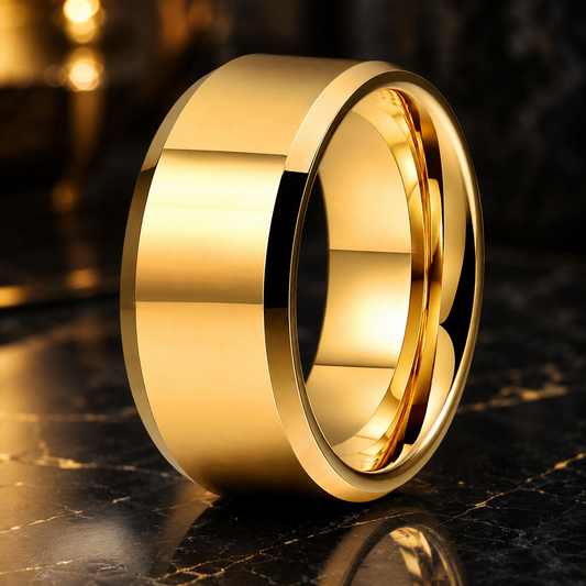 12mm Wide Stepped Beveled Tungsten Wedding Band for Men