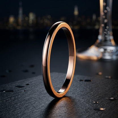 2MM Rose Gold Tungsten Wedding Band