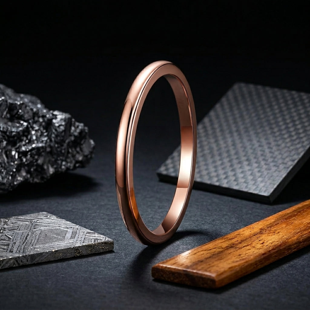 2MM Rose Gold Tungsten Wedding Band