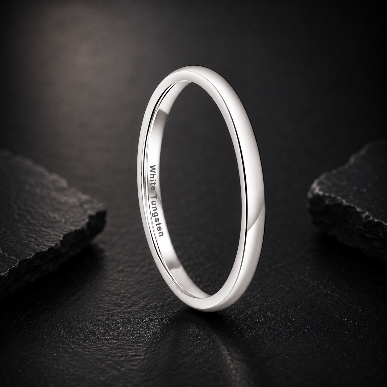 2MM White Tungsten Ring