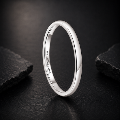 2MM White Tungsten Ring