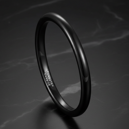 2mm Black Tungsten Carbide Ring Polished
