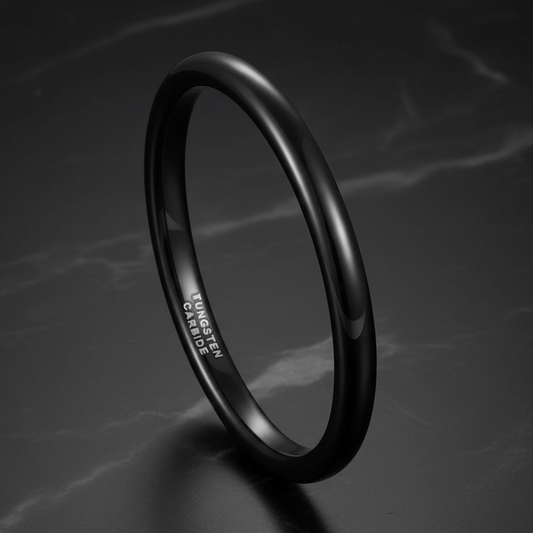 2mm Black Tungsten Carbide Ring Polished