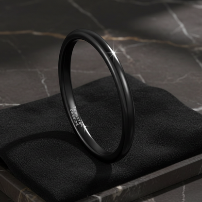2mm Black Tungsten Carbide Ring Polished