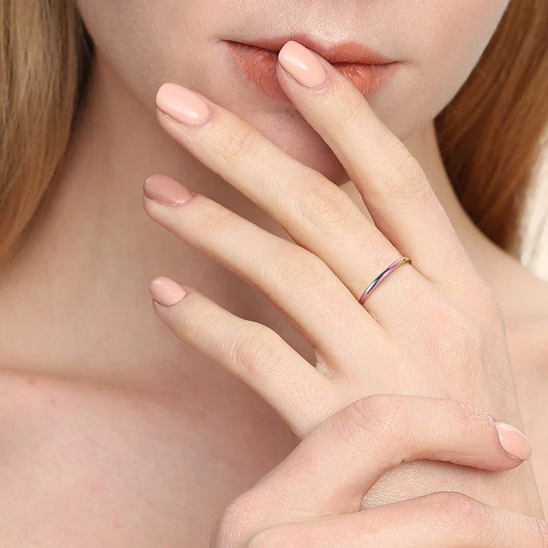 2mm Rainbow Polished Tungsten Arc Ring