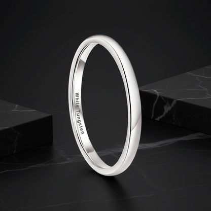 2mm White Tungsten Engagement Ring