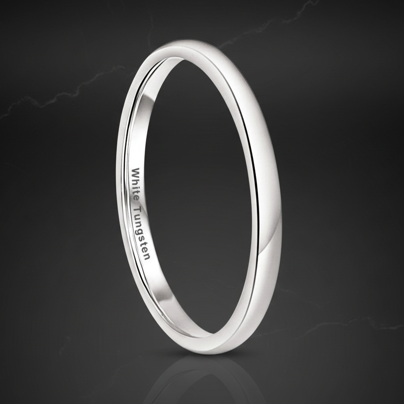 2mm White Tungsten Engagement Ring