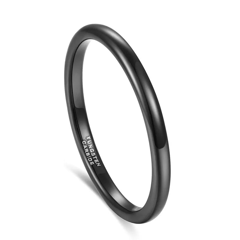 2mm Black Tungsten Carbide Ring Polished