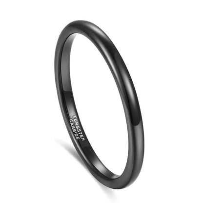 2mm Black Tungsten Carbide Ring Polished
