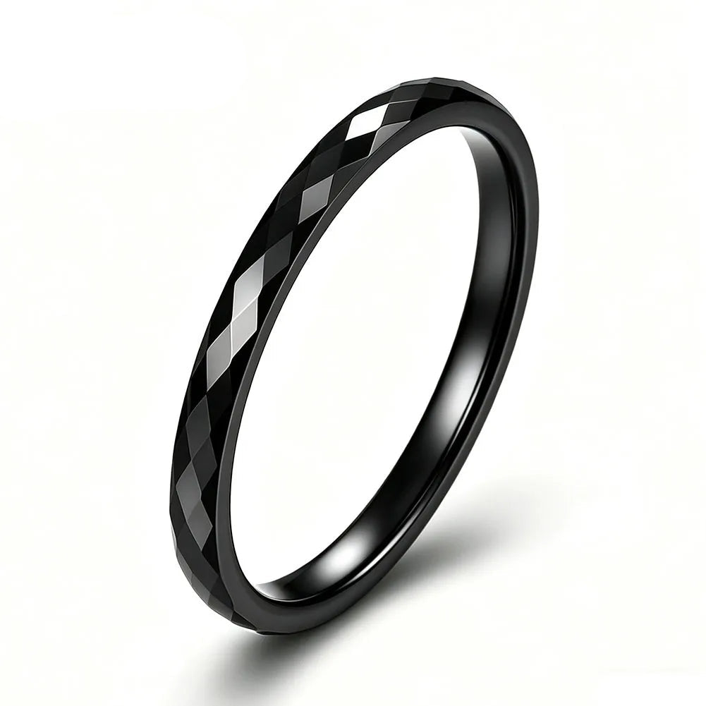 2mm Faceted Tungsten Stacking Ring