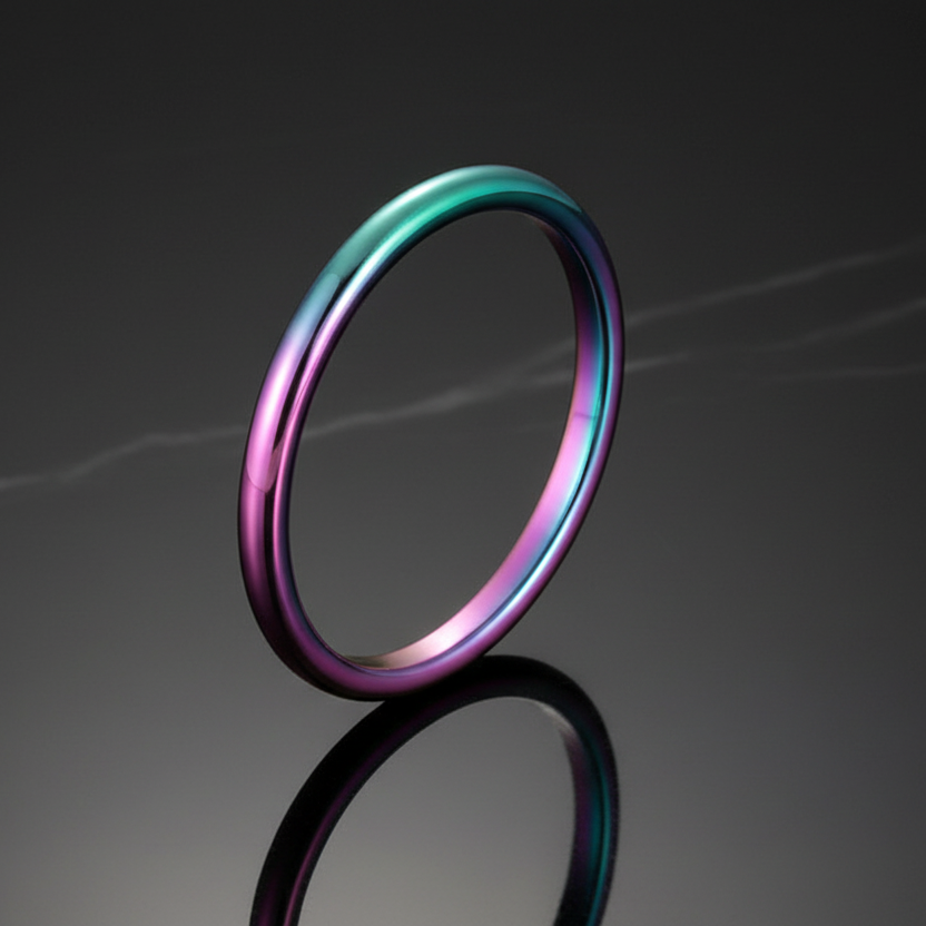 2mm Rainbow Polished Tungsten Arc Ring