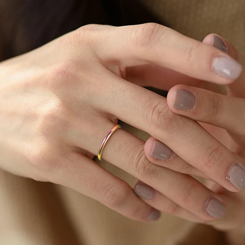 2mm Rainbow Polished Tungsten Arc Ring