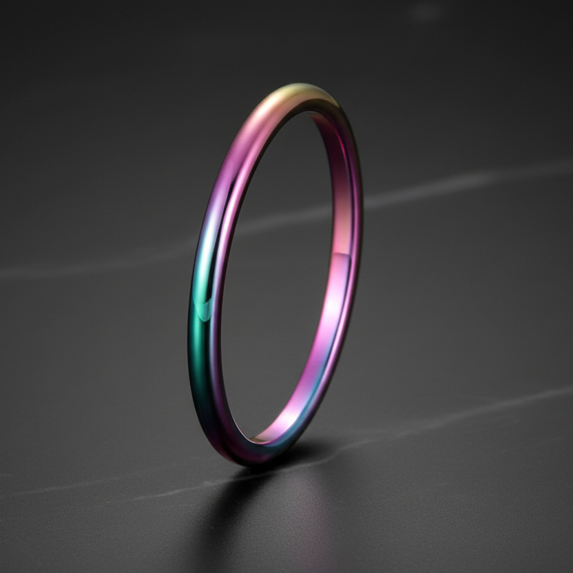 2mm Rainbow Polished Tungsten Arc Ring
