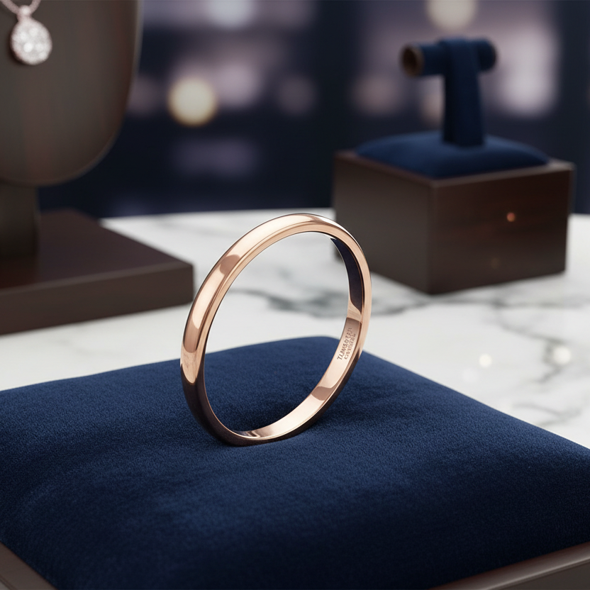 2mm Vintage Rose Gold Tungsten Carbide Engagement Ring