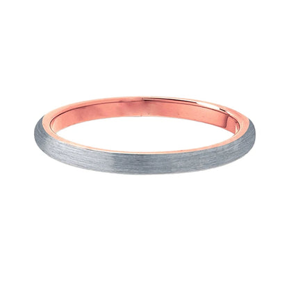 2mm Rose Gold and Silver Tungsten Engagement Ring