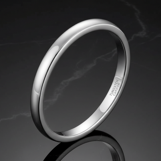 2mm Silver Tungsten Carbide Ring