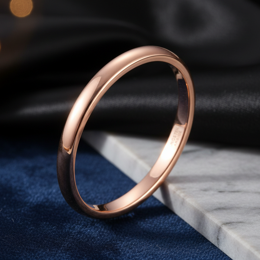 2mm Vintage Rose Gold Tungsten Carbide Engagement Ring